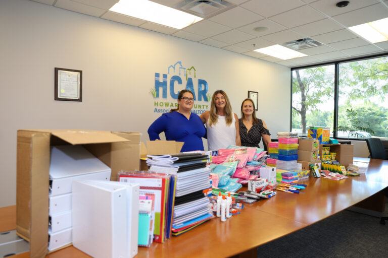 From left: Sarah Rayne, Chief Executive Officer of the Howard County Association of REALTORS®; Erika Madden, President-Elect of HCAR Cares; and Alicyn DelZoppo, Immediate Past President of HCAR Cares.